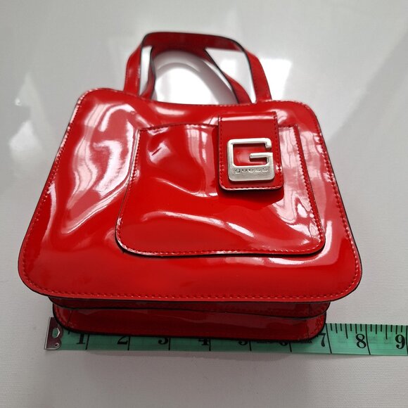 Guess Vintage Patent Red Square Mini Hand Bag - Picture 7 of 8